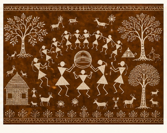 Warli folk art figures